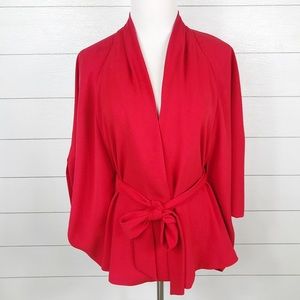 Trina Turk Wrap Tie Jacket Red